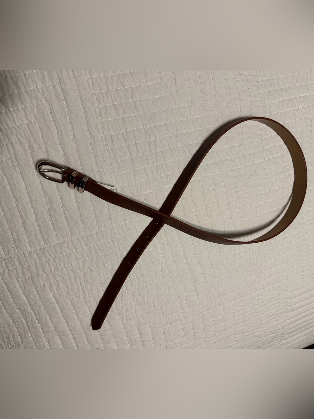Old Navy Brown Leather Belt with Silver Buckle